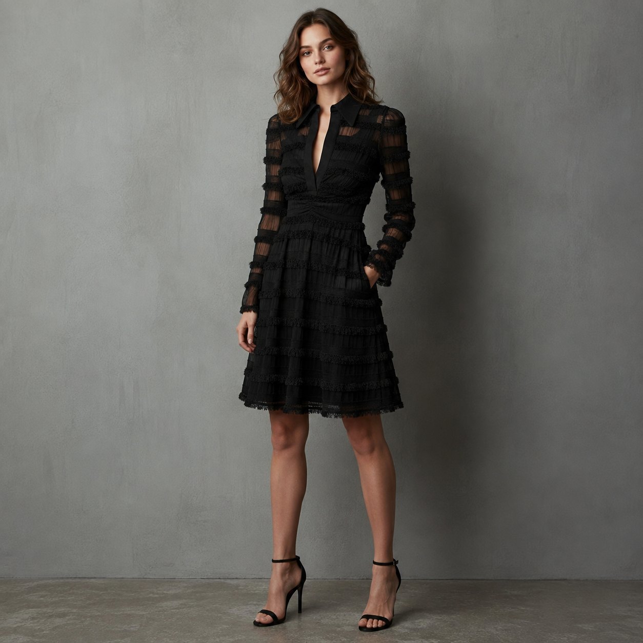 Black lace day dress, made to measure by TailorMe Woman