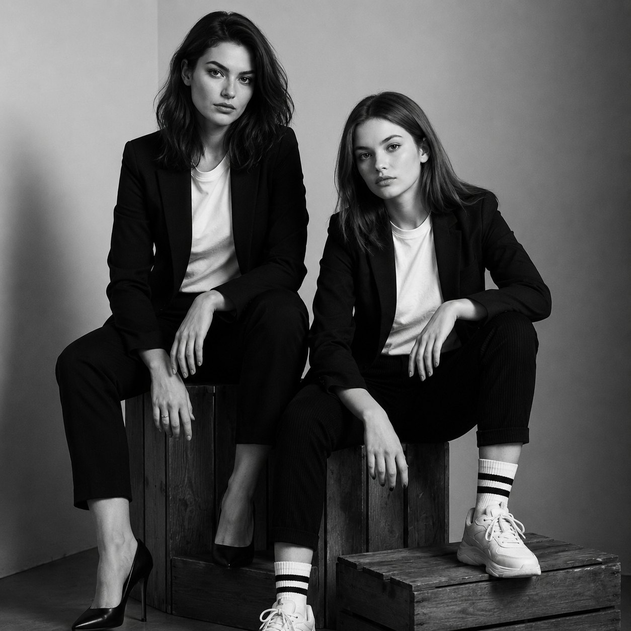 Two black trouser suits, made to measure by TailorMe Woman